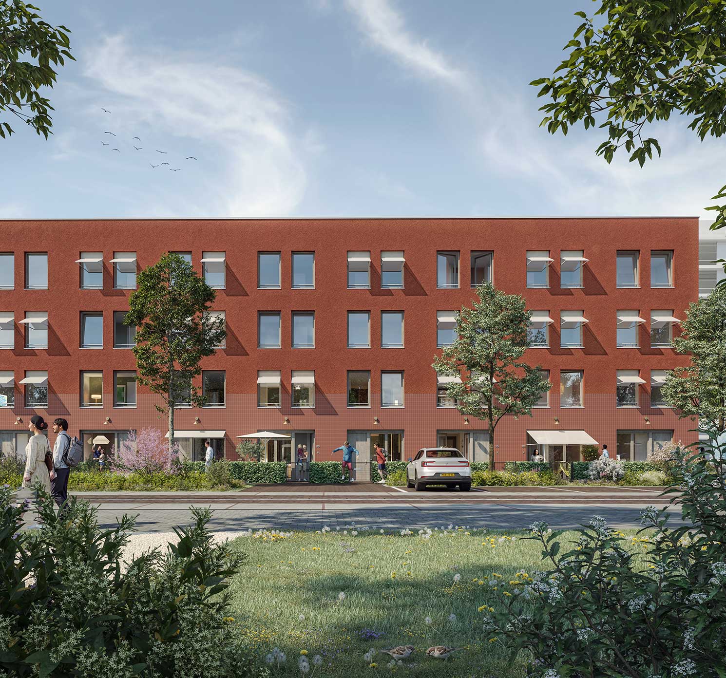 De rij stadswoningen van Blend